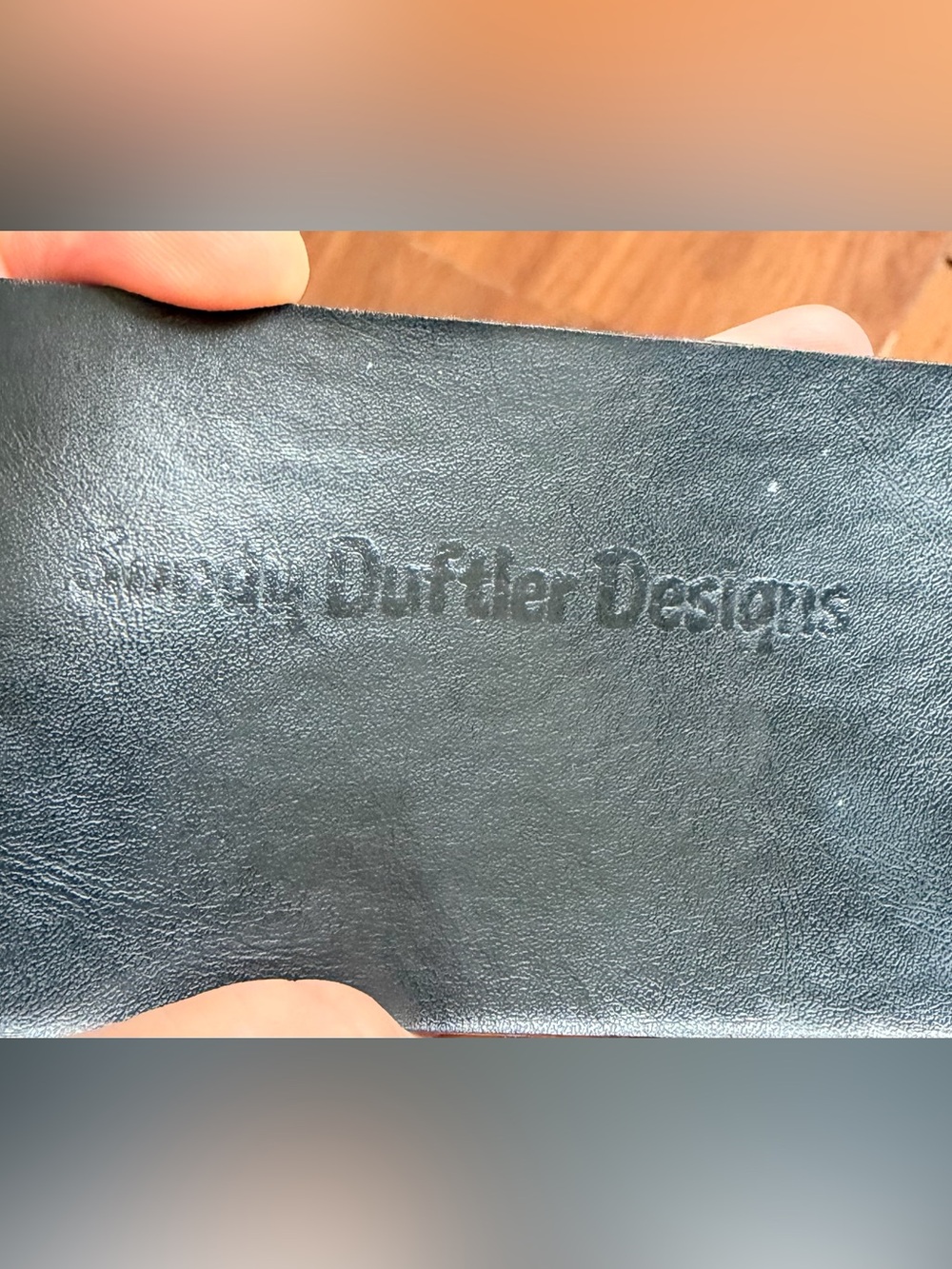 Vtg Sandy Duftler Designs brown patent croc-embossed leather wide statement belt - Picture 9 of 9